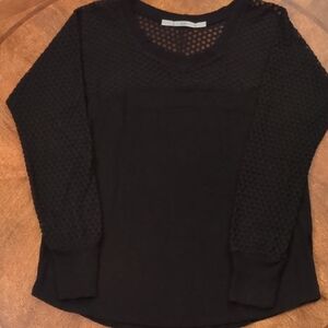 Gibson Black Mesh Sleeve Blouse